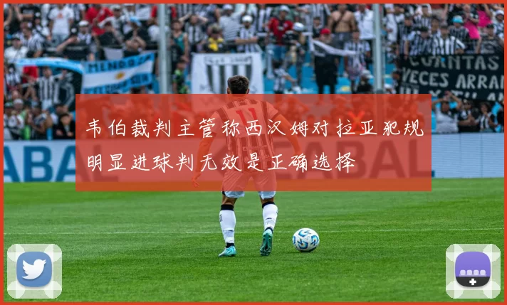 韦伯裁判主管称西汉姆对拉亚犯规明显进球判无效是正确选择